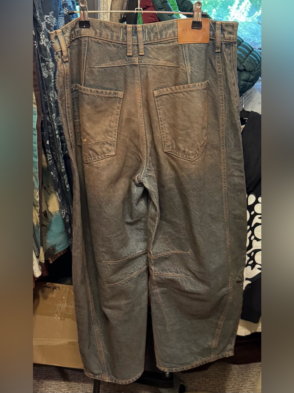 NWOT Free People We The Free Good Luck Mid-Rise Barrel Jeans - Lost Desert - 28 - Picture 12 of 13